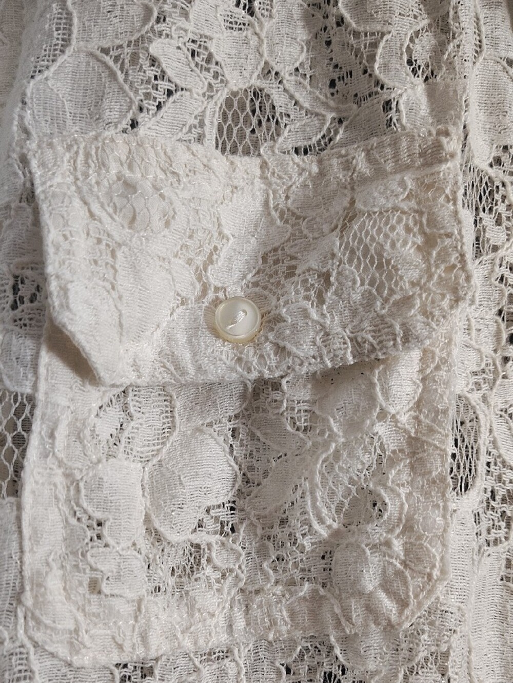 Cato Lace Floral Western Feminine Sheer Rodeo Button-Up Blouse - Cream - Picture 3 of 11